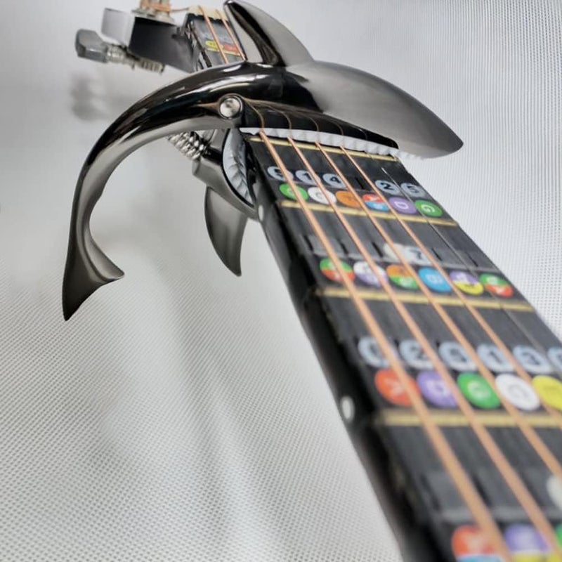 JINWEE Shark Capo for Electric Acoustic Classical Guitar with 6 Pcs Bridge Pins & Bridge Pin Puller Remover, Guitar Replacement Parts and Accessories Set - Image 3